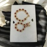 Cubic Red Stone Octagon Link Bracelets