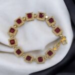 Cubic Red Stone Octagon Link Bracelets - Image 2