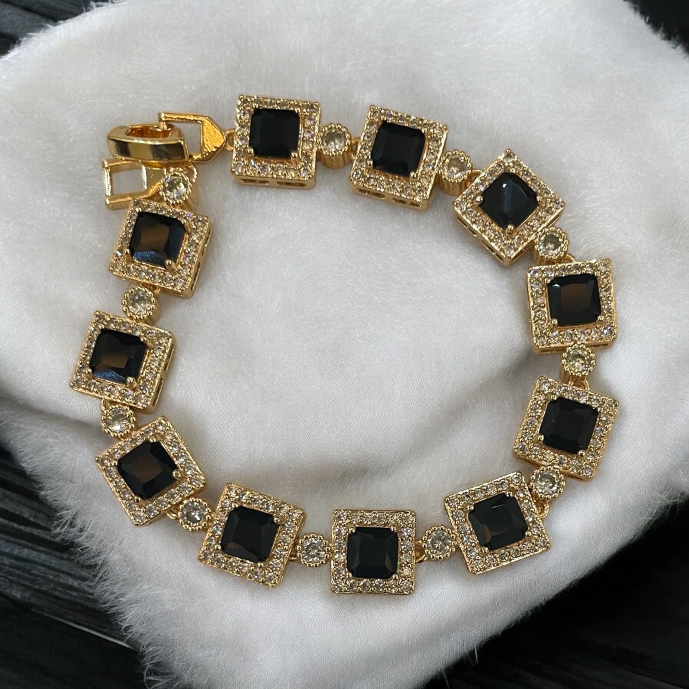 000013-Photoroom Cubic Black Stone Octagon Link Bracelets - Image 1