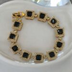 Cubic Black Stone Octagon Link Bracelets - Image 2