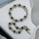 Cubic Blue Stone Silver frame Octagon Link Bracelets - Image 4