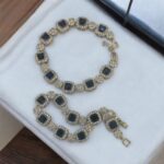 Cubic Blue Stone Silver frame Octagon Link Bracelets - Image 3