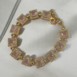 Cubic Light Pink Octagon Link Bracelets - Image 2