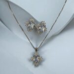 Diamond Stone Pendant Necklace Earrings Ring Jewelry Set