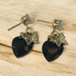 Hearts Crystals Black Necklace & Earring Set - Image 4