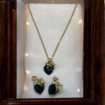 Hearts Crystals Black Necklace & Earring Set - Image 3