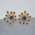 Sapphire Blue Flower Stone Necklace Set - Image 3