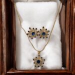 Sapphire Blue Flower Stone Necklace Set
