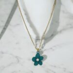 Beautiful Green Flower Necklace and  Earrings - Image 3