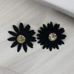 Beautiful Black Flower Necklace and Earrings - Image 2