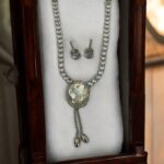 Vintage Clear Large Rhinestone Necklace and Earrings - Image 2