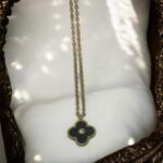 Dark Gray Shell Stone Pendant Necklace - Image 2