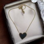 Stainless Steel Dark Gray Heart Shaped Necklace