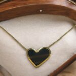 Stainless Steel Dark Gray Heart Shaped Necklace - Image 2