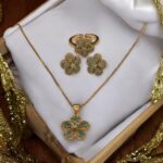 Sun Flower Pendant Necklace Earrings Ring Jewelry Set