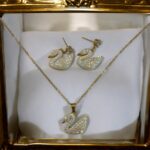 Swan Pendant Earring And Necklace Set