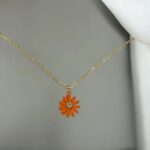 Ruby Orange Flower Necklace Set - Image 3