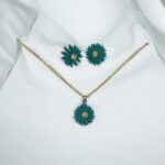 Ruby Green Flower Necklace Set