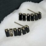 Black Stone Geometry Earrings Necklace Jewelry Sets - Image 3