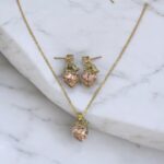 Pink Zirconia Gold Color Heart Shape Jewelry Sets - Image 3