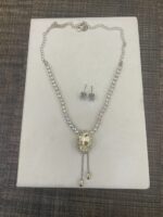 Vintage Signed Leo Glass Silver Tone White Rhinestone Choker Necklace - Image 2