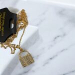 Yellow Gold Diamond Lock Pendant Necklace - Image 4