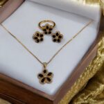 Rhinestone Pendant Necklace Earrings Ring Jewelry Set