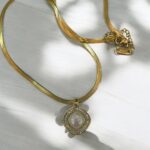 Titanium Steel Flat Chain Pearl Pendant Necklace - Image 3