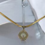 Titanium Steel Flat Chain Pearl Pendant Necklace