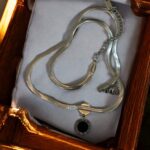 Black Stone Titanium Steel Flat Chain Pearl Pendant Necklace - Image 4