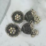 Delicate Sunset Sunrise Silver Black Earrings - Image 3