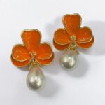 Stainless Steel Flower Pearl Earring