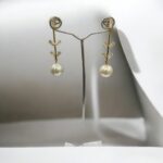 Fern Post Teardrop Pearl Earrings - Image 3