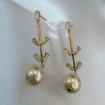 Fern Post Teardrop Pearl Earrings - Image 2