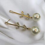Fern Post Teardrop Pearl Earrings