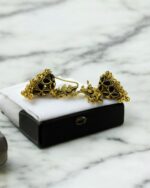 Black PEACOCK Jhumka Earrings - Image 3