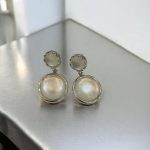 Delicate Pearl Halo Drop Gold Earrings