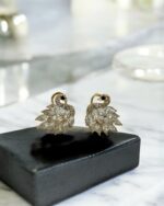 Golden Oxidized Peacock Earrings - Image 3