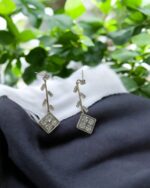 Platinum Old Cut Diamond Drop Earrings - Image 4