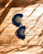 Blue Fringe Dangle Earring - Image 3