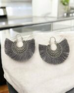 Gray Fringe Dangle Earring - Image 3