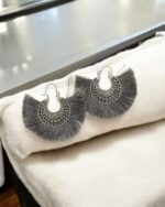 Gray Fringe Dangle Earring - Image 2