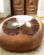 Multi Color Fringe Dangle Earring - Image 2