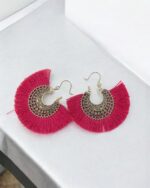 Pink Color Fringe Dangle Earring - Image 3