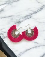 Pink Color Fringe Dangle Earring - Image 2
