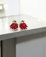 Redish Oxidized Peacock Earrings - Image 2