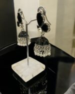 Black Silver Toned Jhumka - Image 2