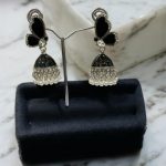Black Silver Toned Jhumka