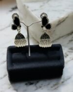 Black Silver Toned Jhumka