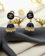 Meenkari Blue Kundan Jhumkay - Image 4